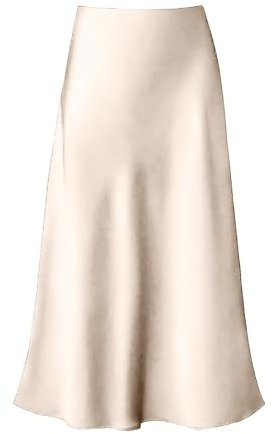 Generisch Damen Satin Ärmelloser Midi Rock Beige