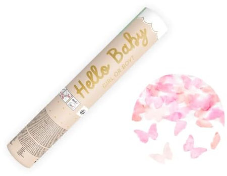 4x KONFETTI Streamer Kanone Bombe Konfettikannone Gender Reveal Auto-schmuck (Girl Schmetterlinge, 20 cm)
