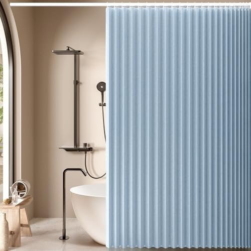 DSSHENGDS Rideau de Porte de Placard Pliant, Rideau de Douche plissé en accordéon, pour Placard, Chambre, cloison de Salle de Bain-Sky Blue- 200x200cm