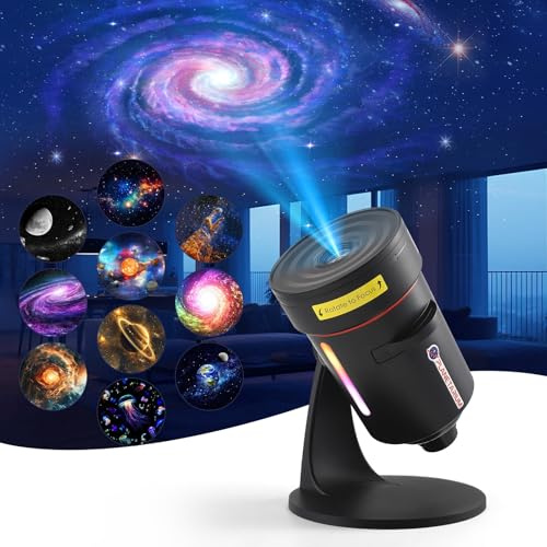 Trsaow Galaxy Projector,Star Projector Lens 10 Realistic Nebula Scenarios Room Lights 7-color gradient night light with Adjustable Knob and Timer for Kids Bedrooms Home Theaters