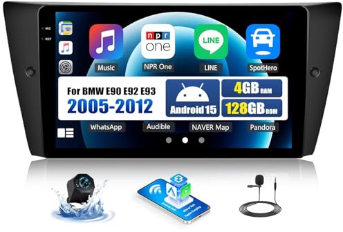 CAMECHO 4+128G 9 Pollici Android 15 Autoradio per BMW E90 E92 E93 2005-2012 con Telecamera Posteriore, Navigatore Bluetooth Radio con Carplay wireless Android Auto GPS WIFI FM/RDS Mirror Link +Canbus