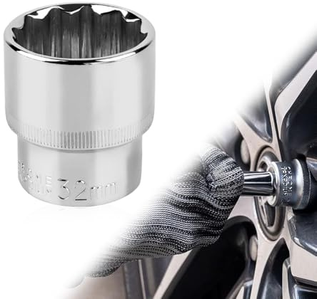 mizikuu Clé à douille 12 pans, raccord 1/2 34 mm, en acier allié au chrome-vanadium, multi-dents, convient pour la réparation automobile
