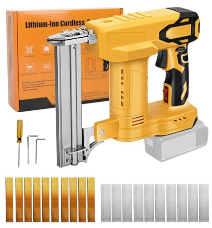 18GA Cordless Brad Nailer Compatible with Dewalt 18V 20V Battery | 2 in 1 Electric Nail Gun Staple Gun with 1000 Nails, 1000 Staples, Battery Stapler Nailer Gun for Woodworking, Home, DIY