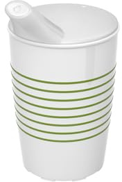 Ornamin Becher mit Antirutsch-Trick Ringe & Schnabelaufsatz | Spezialgeschirr für Handicap, Parkinson & Schlaganfall | Barrierefrei, selbstständig trinken für Links- & Rechtshänder | Grün