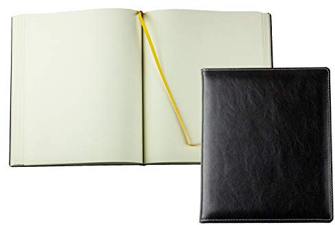 DELMON VARONE - Personalisierbares Gästebuch gebunden in Premium Leder Anilin schwarz, Blanko Buch mit Hardcover Einband & Merkband für Hochzeit, Taufe, Geburtstag, Geburt & Kommunion personalisiert