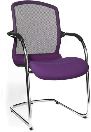 TOPSTAR | Open Chair - der Design-Besucherstuhl | Freischwinger mit Netzrücken | VE 2 STK | violett