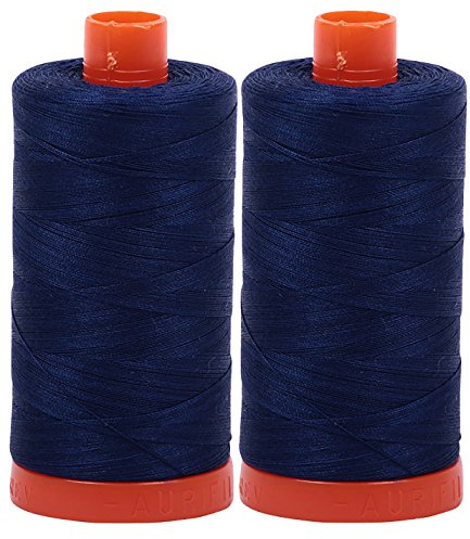 Aurifil Mako 50wt Thread 2 Large Spools(Dark Navy (2784))