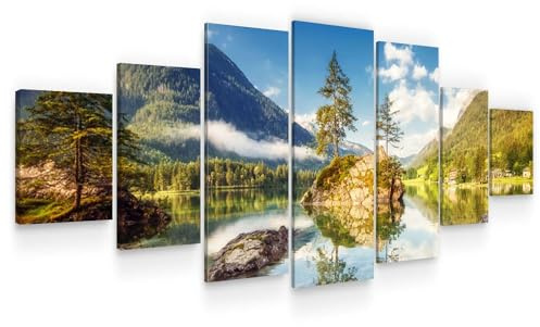 Startonight Leinwandbild xxl Auf dem Kalten Gebirgsbach - Leinwandbilder Moderne Kunst - Landschaft Wanddeko Kunstdrucke, Wandbilder 7 teile 100 x 240 cm, Tag Nacht Groß Bild