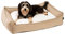 JAMAXX Premium Hundebett in edler Leinen-Optik/Orthopädisch Memory Visco Schaumstoff, Waschbar Bezug Abnehmbar, mit Wendekissen, Hochwertiger Hunde-Korb Hundekörbchen S-XL (M) 90x70 Coffee-beige
