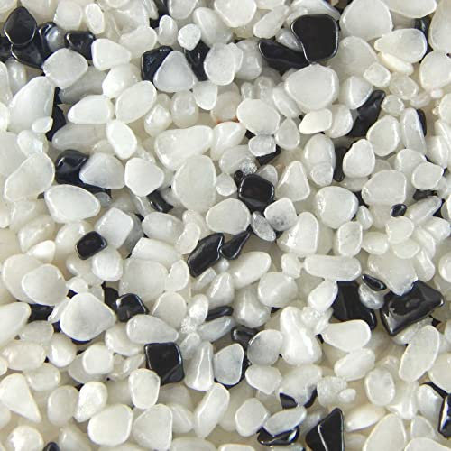 Terralith Steinteppich Marmor Komplett-Set für 1qm - Körnung: fein - 2-4mm mit Epoxidharz Bindemittel - für Innen in schwarz-weiß (mix classico)