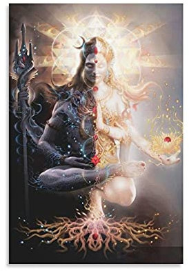 GNKIO Shiva Shakti Shiva Art Leinwand Kunst Poster Wand Kunst Bild Druck Moderne Familie Schlafzimmer Dekor Poster 12x18inch (30x45cm)