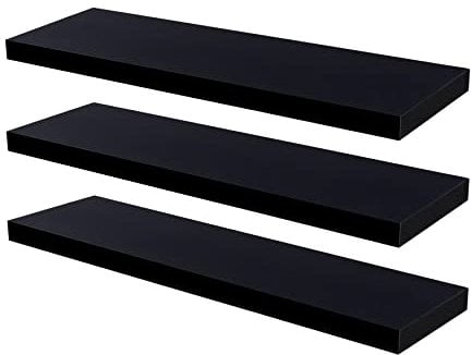 Harbour Housewares Modern Floating Wall Shelf - 100cm - Black - Pack of 3 - Photo Gallery Bookshelf Wall Shelves for Living Room Display, Bedroom, Office Storage