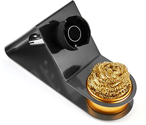 Noah Premium Soldering Iron Holder with Brass Coil Tip Cleaner, Soft Coiled Brass Tip Cleaner Kit, No Water Needed, Black