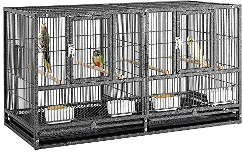 Yaheetech Bird Cage 95.5 x 45.5 x 52.5 cm with Divided Breeder Black