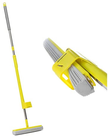 InnovaGoods Mopa-fregona con Esponja Autoescurrible 2 en 1, Polipropileno, Amarillo, única, 6