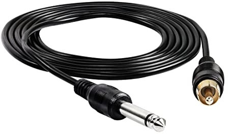 RIIEYOCA Cable de audio estéreo TS a RCA de 1/4 , cable de audio macho mono niquelado de 6,35 mm a RCA macho chapado en oro (2 m / 6,56 pies)