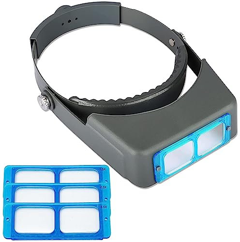 Loupe frontale professionnelle à double lentille - Loupe à bijoux - Visière de lecture - Loupe binoculaire en verre opitcal avec grossissement 1,5 x 2 x 2,5 x 3,5 x pour réparation, travaux manuels