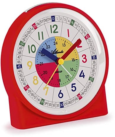 Atlanta Kinderwecker ohne Ticken für Mädchen Rot Lernwecker - 2125/1