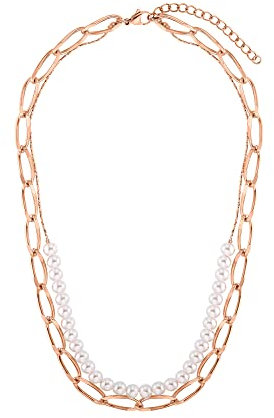 Heideman Halskette Jette Damen aus Edelstahl rosegold farbend poliert Kette für Frauen mit Perle weiss