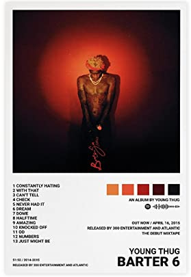 Poster mit Aufschrift Young Thug, 6 Albumhüllen, Leinwand, Poster, Schlafzimmer, Dekoration, Sportlandschaft, Bürozimmer, Dekoration, Geschenk, Unframe-Stil, 20 x 30 cm
