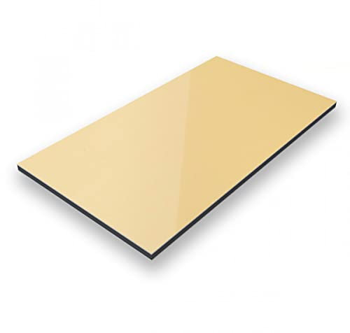 Aluverbund 24 Aluverbundplatte, Aluminium Platte, 3mm dick, Spiegel-Gold, 20x40cm