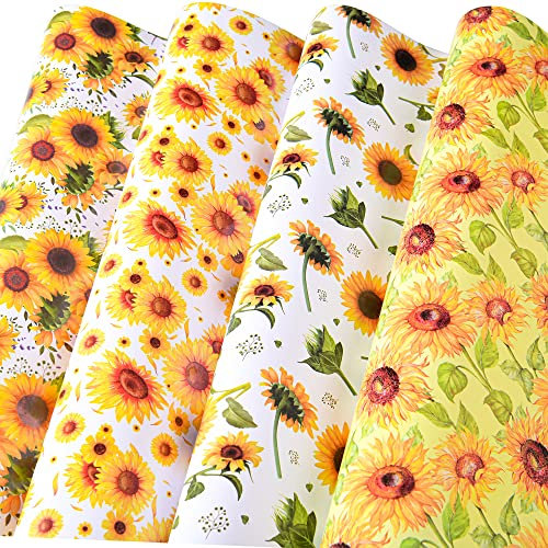 Titiweet Sonnenblumen-Geschenkpapier – Blumen-Geschenkpapier für Frauen, 12 Bögen, Geschenkpapier für Hochzeit, Geburtstag, Urlaub, 50,8 x 71,1 cm pro Bogen (Sonnenblume (12 Blatt))