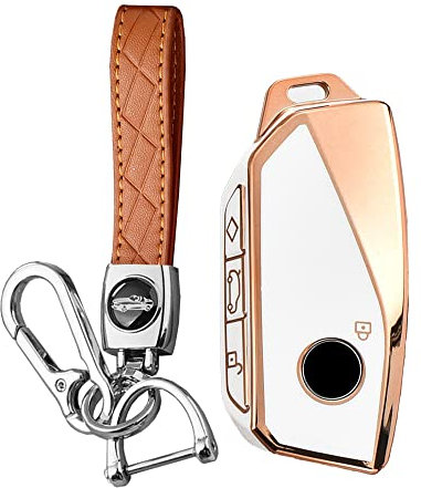 KUNIO Schlüsselhülle Passt für BMW X7 X1 U11 iX ix1 Tourer U06 X6 XM 7er G07 I7 2023 Schutzhülle TPU Autoschlüssel Hülle Schlüsselanhänger Schlüsselbox A Weiß