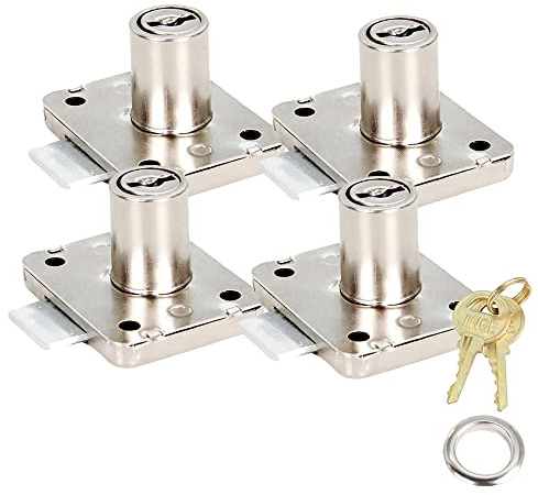 Serrature per armadietti di sicurezza, set di 4 serrature a camma per cassetti da 42 * 35 mm, con chiavi diverse per mobili per ufficio, archivi, cassetta delle lettere, casa