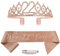 22. Geburtstag Schärpe Und Tiara, Krone 22 Roségold Kristall Geburtstagkrone Set,Rose Gold Geburtstagskrone Schärpe Deko Birthday Crown für Mädchen Frauen Birthday Party Accessoires