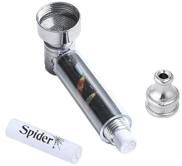 Mini Pur-Pfeifen Set für Rauchen mit Aktivkohlefilter | +5 Edelstahlsiebe +1 Aktivkohlefilter | Metallpfeife | Abschraubbares Mundstück | Leichte Reinigung | Smoking Pipe Pfeife Glas-Optik | Tabak