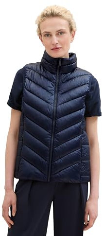 TOM TAILOR Damen 1041486 Weste mit Stehkragen, 10668-Sky Captain Blue, 3XL