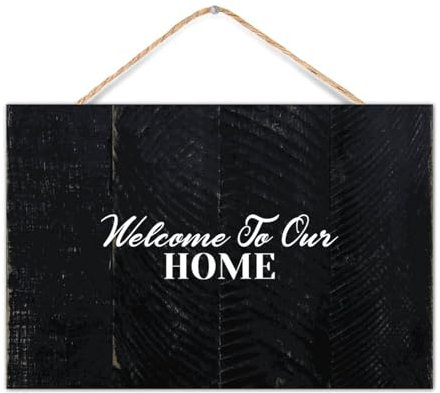 Panneau en bois « Welcome To Our Home » à suspendre avec citations rétro pour chambre, table, porte d'entrée, 30,5 x 20,3 cm