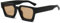 JCTAIFOO Vintage Rechteck Sonnenbrille für Damen Herren Retro Rechteckig Chunky Quadrat Große Dicke Frame Brille (Schwarz/Champagner)
