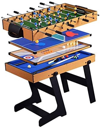 NOALED Fußballtisch, 5-in-1-Kombinations-Klappspieltisch, Fußball, Tischtennis, Shuffleboard, Bowling, Billard, Arcade-Tischspiele