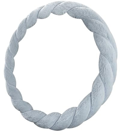 JNNJ Anti Rutsch Lenkradabdeckung, Flauschige Winter Auto Lenkradbezüge, Damen Auto Lenkradhülle, Winter Warm Lenkradschoner, Plüsch Lenkradbezug(Blau)
