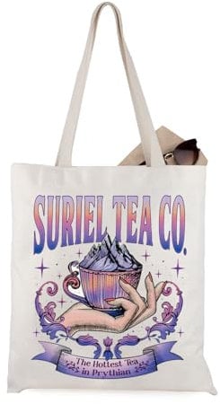 JTOUK Suriel Tea Co Gift Book Lover Gift Acotar Merch He Hottest Tea In Prythian Tote Bag Bookish Gift (Suriel Tote EU)