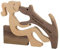 Hezhou Holzfigur Hund Statue Wooden Pet Carvings Skulpturen Deko Handgefertigte Hundestatue Holz Frau und Hund Holzskulptur Hundefigur Für Zuhause Desktop-Tischplatte (Holzfarbe)