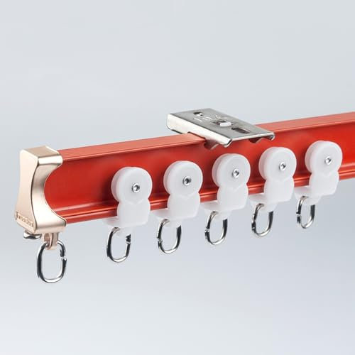 Deckenhalterung Schiebegardine Schiene für Tür/Fenster leise biegbare Stangen Halterung langlebige Verdunkelung flexible Schiene 1,6 m Rot
