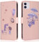 Tiyoo Flip Phone Case for Iphone 11, Premium Magnetic Wallet Case for Phone Protection, Cute Cartoon Pattern PU Leather with Card Slots & Wrist Strap, Shockproof Phone Cover for Women/Girl, Pink