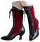 Stivaletti da donna vintage vittoriani con lacci, tacco a metà polpaccio, gotici, tacco grosso, colore a blocchi di colore, stivali per costume da strega, scarpe per feste in costume, Rosso, 36.5 EU