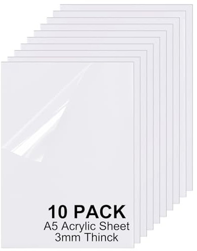 LOPYXBR Lot de 10 feuilles A5 en acrylique blanc rigide de 3 mm pour modélisme, décoration d'intérieur, projets d'art et d'artisanat (21 x 14,8 cm)