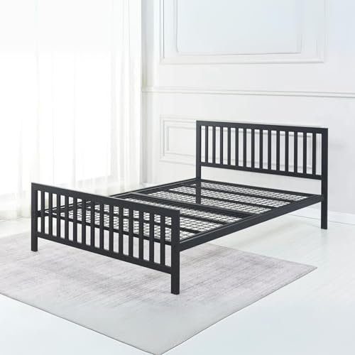 Reinforced Beds, 4'6FT HOLKHAM BED, Robust Mesh Base and Solid Metal Bed Frame, Exclusive Product, Easy Assembly (Black, Double)
