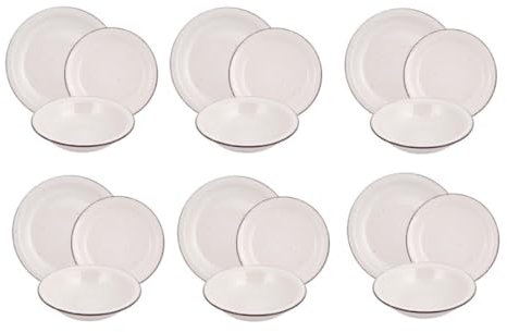 Servizio Piatti per 6 Persone in stoneware 18 pezzi per Lavastoviglie modello (bianco)
