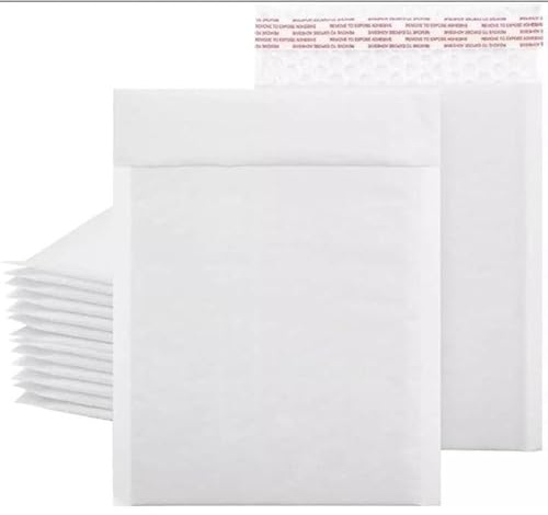 M7 Packaging Bubble Mailers Brown or White 100 Pack Paper Bubble Mailers, Self-Seal Adhesive Shipping Bags, Cushioning Padded Envelopes for Shipping, Mailing, Packaging (White, 260x350mm)