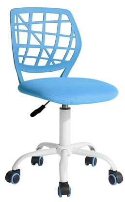 FurnitureR Sillas giratorias de Comedor, 1 Silla de Cocina, Silla Acolchada, Silla giratoria, cómoda Silla con Ruedas, Respaldo, Silla sin Brazos para Comedor, Sala de Estar, Azul