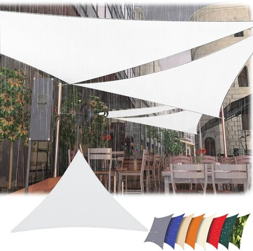 Voile d'ombrage Imperméable Triangulaire 5x5x3m,Toile Ombrage Protection Solaire avec Cordes,UV Blocage Voile de Soleil Abri pour Patio Jardin,Carport,Terrasse,Piscine,Balcon