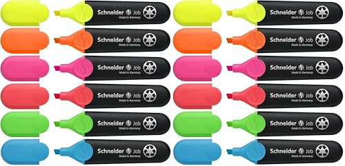Schneider 115096 Pochette de 6 surligneurs Jaune/Orange/Rose/Vert/Rouge/Bleu (Lot de 2)
