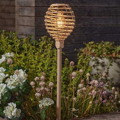 Garden Mile Set of 2 70cm Rattan Solar Lights Outdoor Garden Waterproof Tall Solar Stake Lights Outdoor Light for Pathway Lighting Ideal for Patio Yard Flowerbeds Driveway