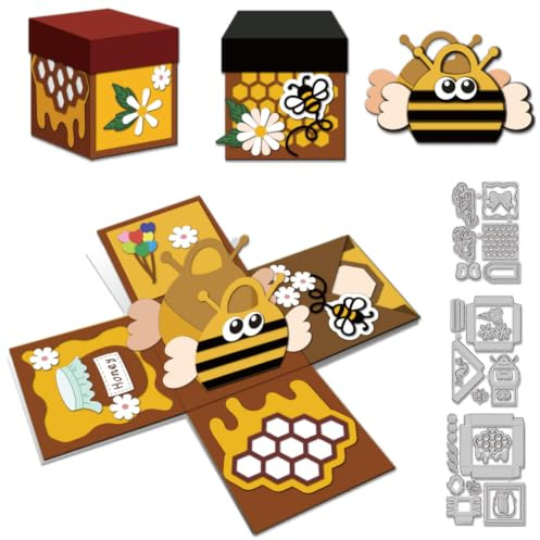 DELORIGIN 3D Stanzschablone In Form Einer Bienen Geschenkbox Kartenherstellung Stanzschablone Scrapbooking Prägevorlage Für Grußkarten Bastelalben Hochzeitseinladungen Dekoration