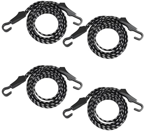 4 Stück Fahrrad Gepäckspanner – Elastische Spanngurte mit Haken, Verstellbarer Gummispanner für Fahrrad Gepäckträger, Motorrad & Rucksack – Starker Befestigungsgurt für Lasten sichern